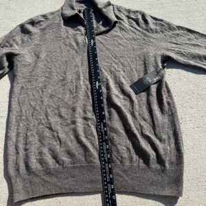 Christian Lacroix 100% 2 Ply Cashmere sweater Button Collar Brown Gray NWT Large